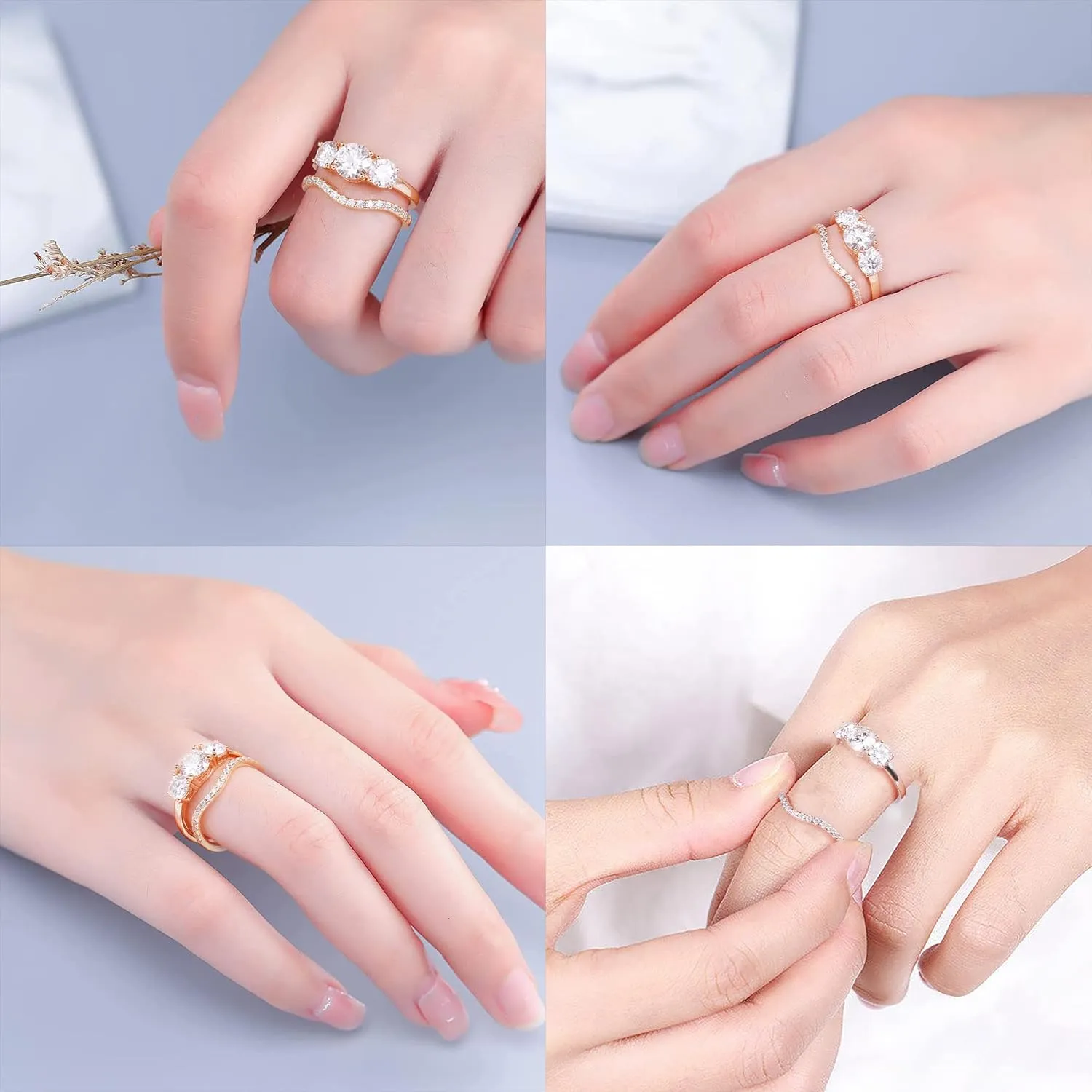 MOOSEA 1.8mm Moissanite Curved Wedding Band for Women, D Color VVS1 Clarity Round Lab Created Half Eternity Ring 14K White Yellow Rose Gold Vermeil Moissanite Contour Stackable Rings for Women