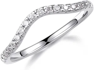 MOOSEA 1.8mm Moissanite Curved Wedding Band for Women, D Color VVS1 Clarity Round Lab Created Half Eternity Ring 14K White Yellow Rose Gold Vermeil Moissanite Contour Stackable Rings for Women