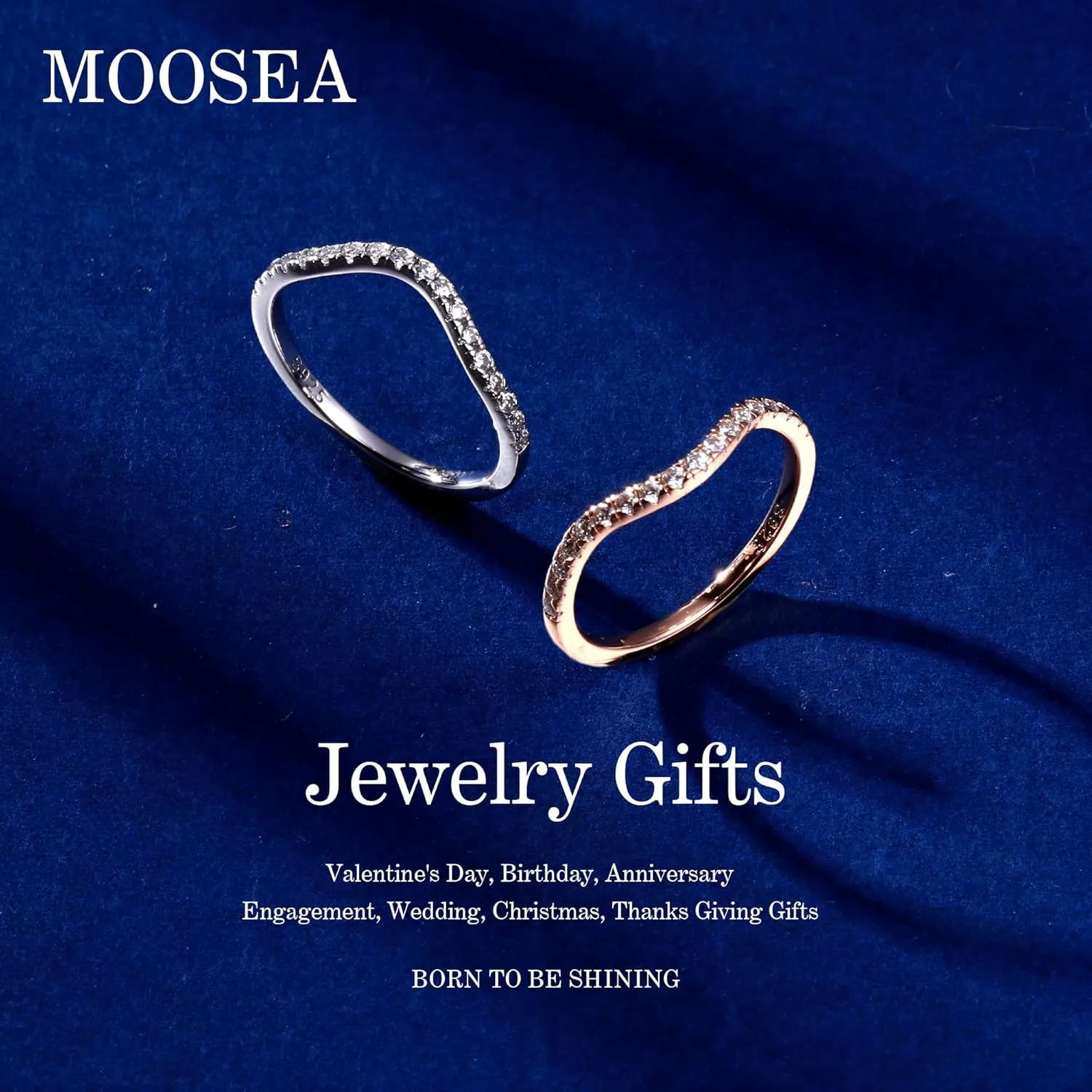 MOOSEA 1.8mm Moissanite Curved Wedding Band for Women, D Color VVS1 Clarity Round Lab Created Half Eternity Ring 14K White Yellow Rose Gold Vermeil Moissanite Contour Stackable Rings for Women