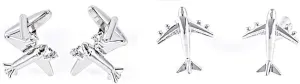 MRCUFF Airplane Plane Jet Commercial Pilot 2 Pairs Cufflinks Presentation Gift Box & Polishing Cloth