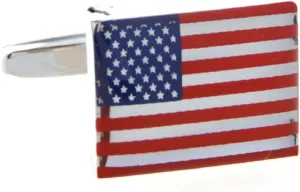 MRCUFF American Official Flag USA America Pair Cufflinks in a Presentation Gift Box & Polishing Cloth