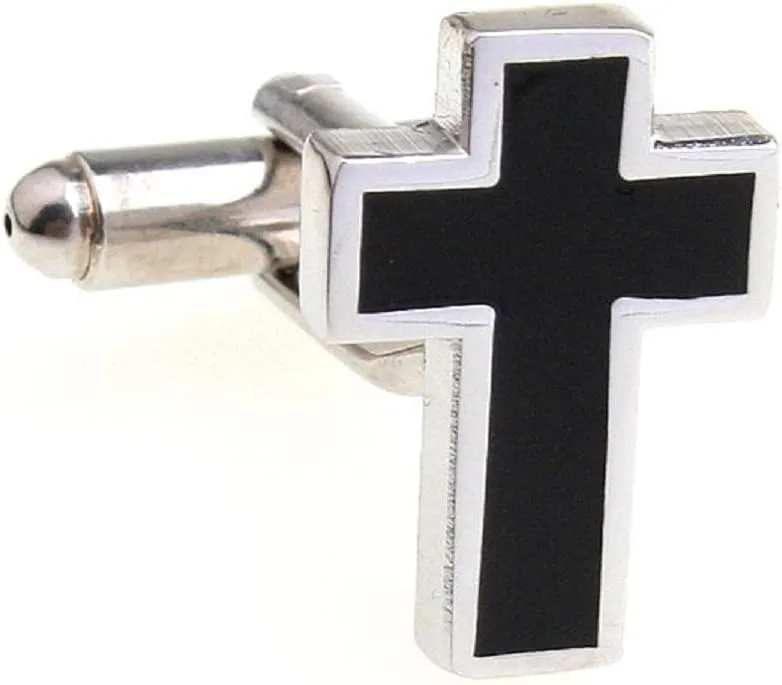 MRCUFF Cross Pair Cufflinks in a Presentation Gift Box & Polishing Cloth