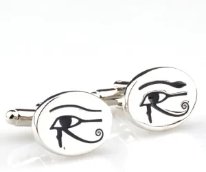 MRCUFF Egyptian Eye Ra Horus Egypt Cufflinks Pair in a Presentation Gift Box & Polishing Cloth