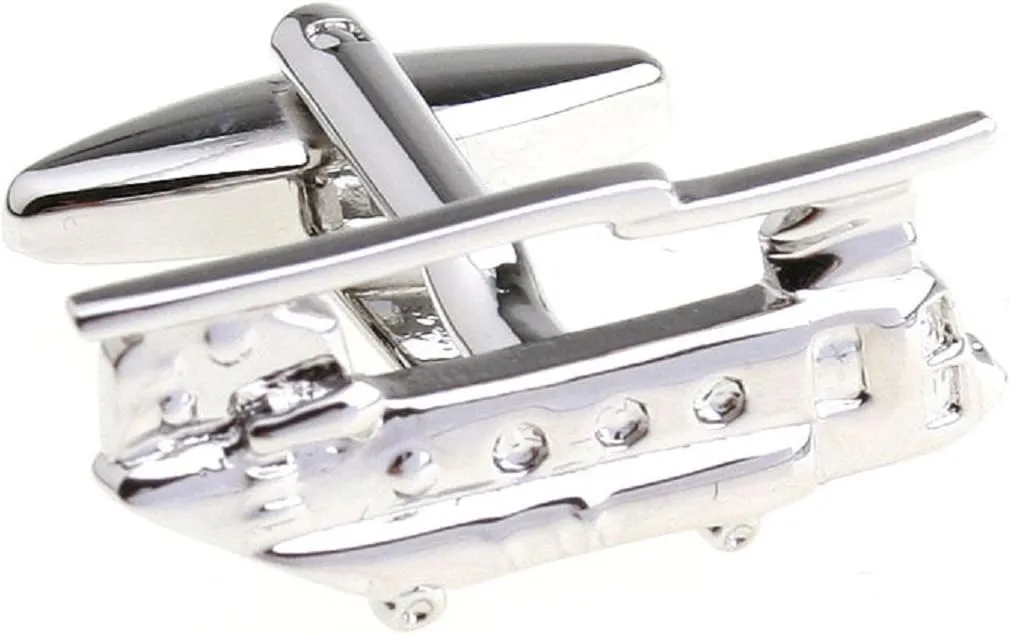 MRCUFF Presentation Gift Box Helicopter Twin 2 Rotor Pair Cufflinks & Polishing Cloth