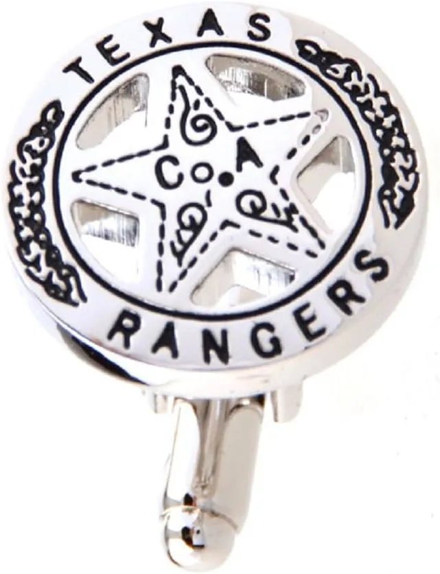 MRCUFF Texas Ranger Lone Star Badge Pair Cufflinks in a Presentation Gift Box & Polishing Cloth