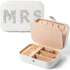 MRS Travel Jewelry Box for Bride Shining Diamond Travel Portable Jewelry Case Small Jewelry Organizer Travel Accessories for Women, Bridal Shower Gift Engagement Present (MRS Diamond)