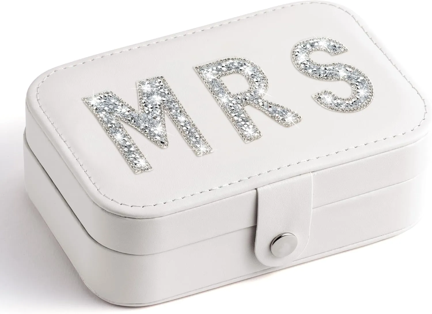MRS Travel Jewelry Box for Bride Shining Diamond Travel Portable Jewelry Case Small Jewelry Organizer Travel Accessories for Women, Bridal Shower Gift Engagement Present (MRS Diamond)