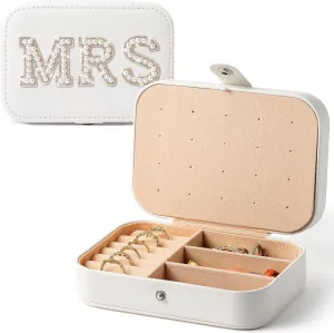 MRS Travel Jewelry Case for Bride Jewelry Box Small Jewelry Organizer Portable PU Leather Essentials Travel Accessories for Women Girls Wedding Gifts, Birthday Gifts for Women Mom Grandma