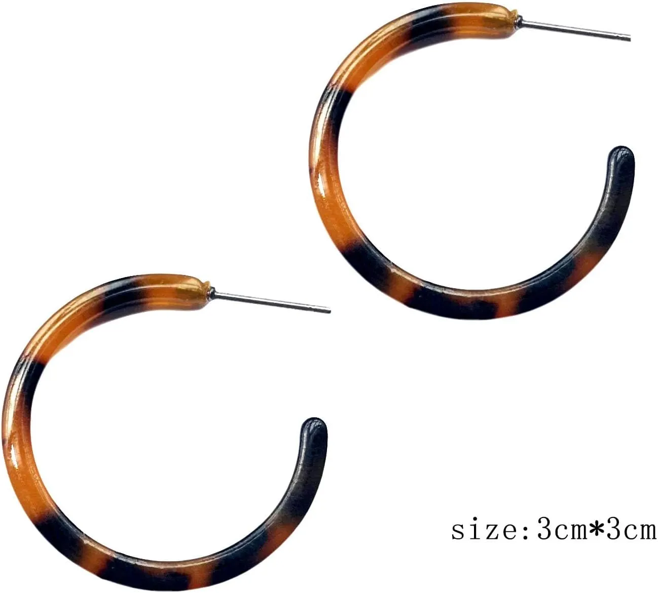 Multi Color Acetate Hoop Earrings Lightweight C-Shape Hoop Earrings Hypoallergenic Geometric Half Hoop Earrings Statement Leopard Earrings