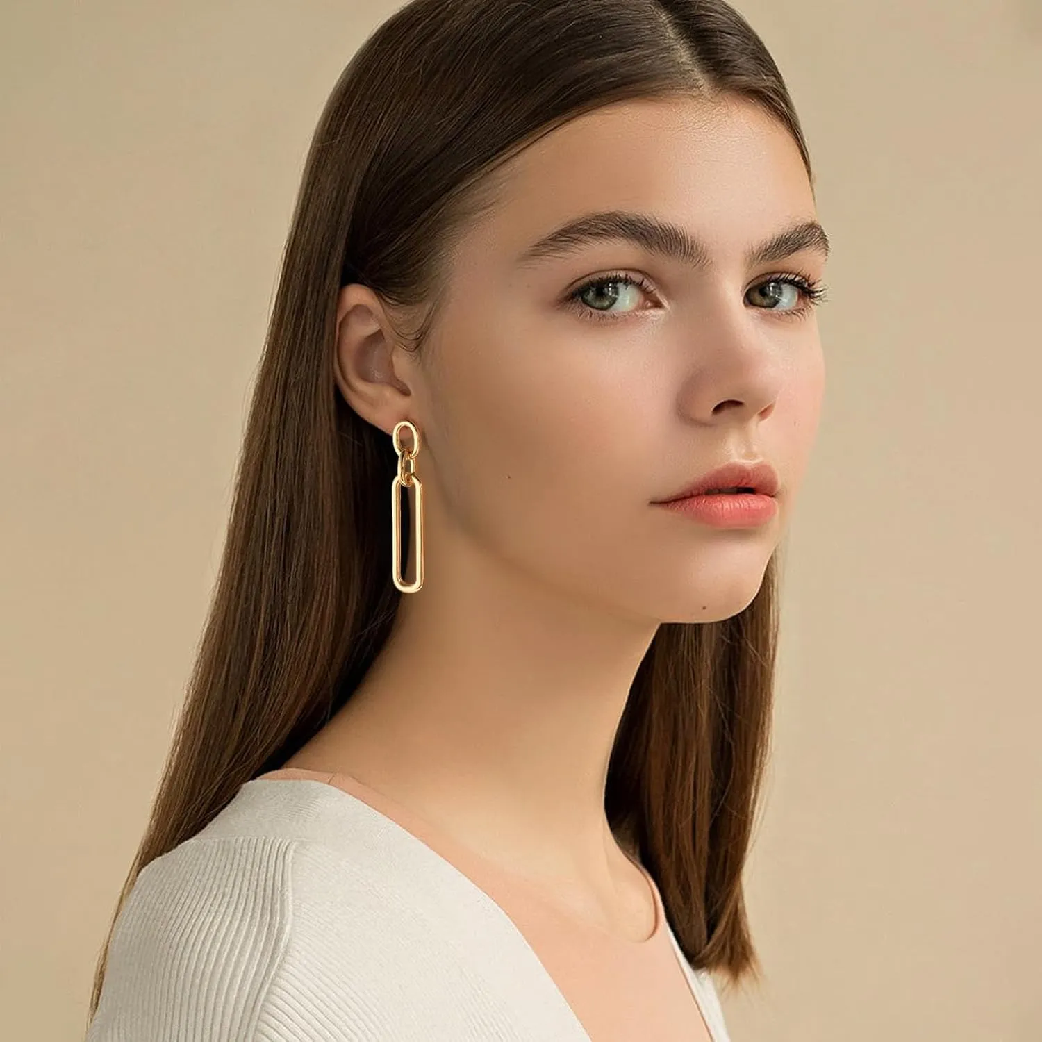 MUYAN Geometric Link Drop Dangle Earrings for Women Long Link Dangle Earrings Jewelry Gold Silver Earrings