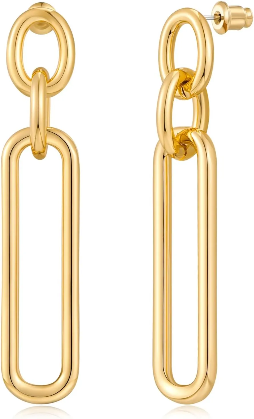MUYAN Geometric Link Drop Dangle Earrings for Women Long Link Dangle Earrings Jewelry Gold Silver Earrings