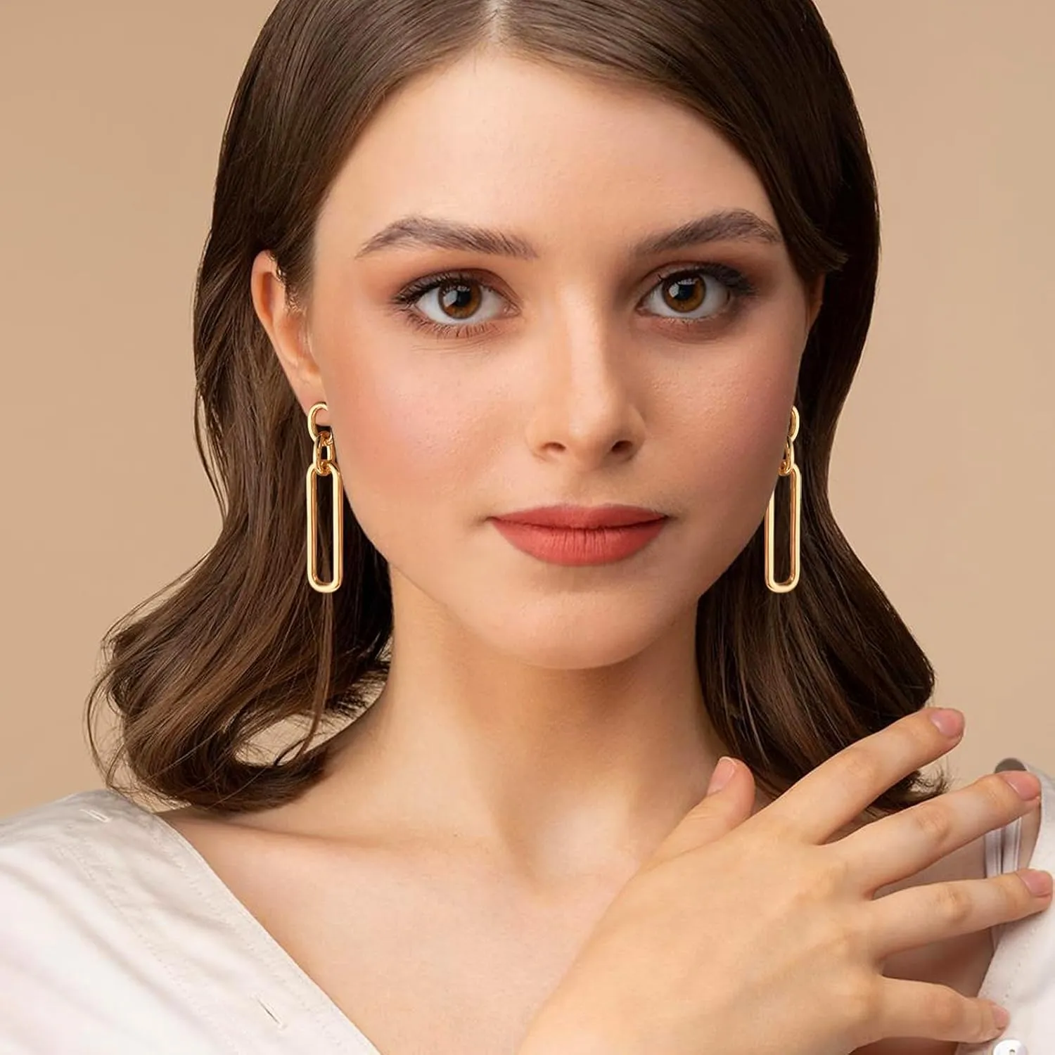 MUYAN Geometric Link Drop Dangle Earrings for Women Long Link Dangle Earrings Jewelry Gold Silver Earrings