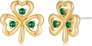 MUYAN St Patricks Day Shamrock Earrings for Women, Green Clover Horseshoe Stud Earrings for Irish Festival Jewelry