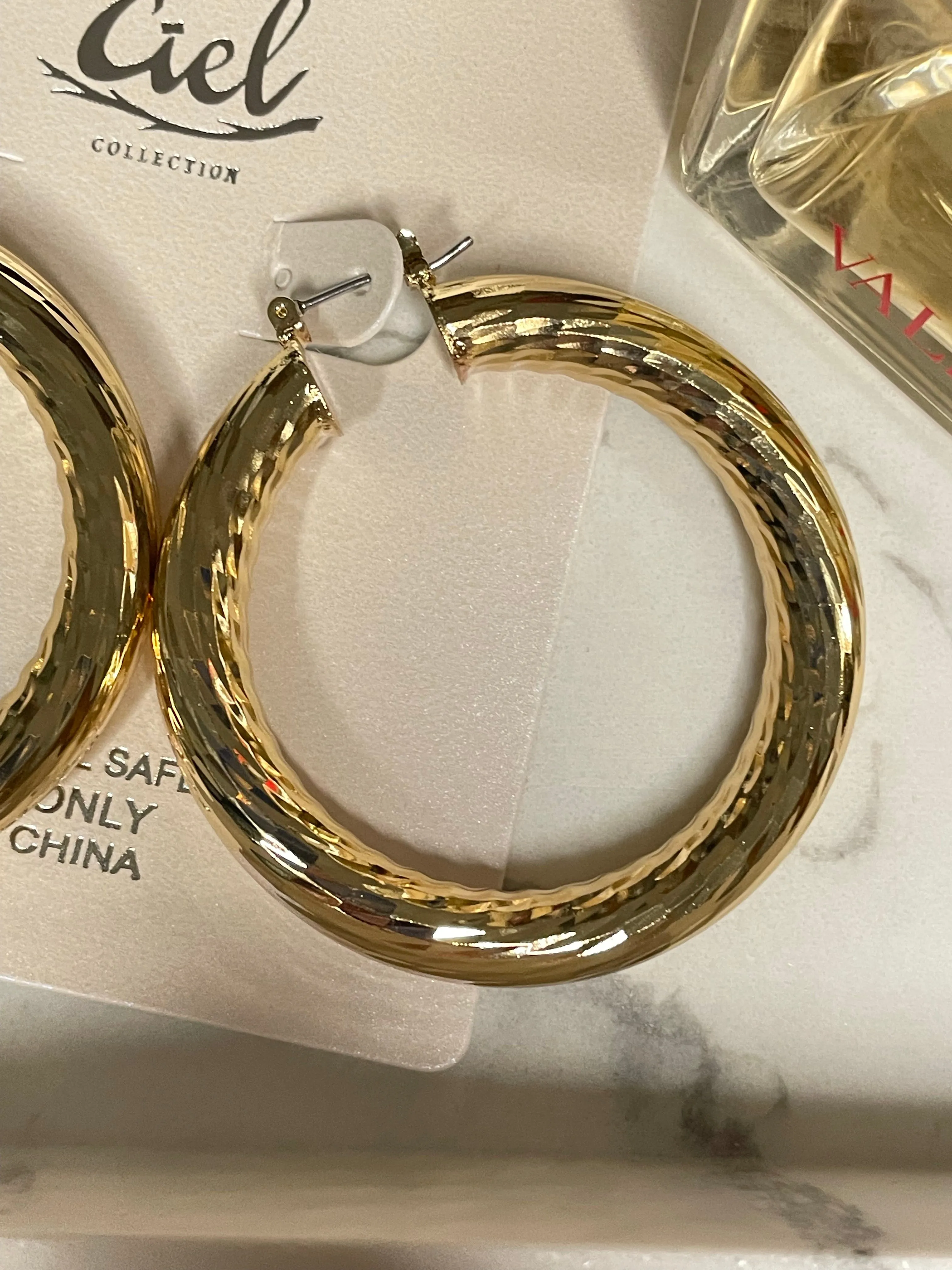 My Way Gold Textured Chunky Hoop Earrings