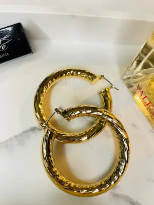 My Way Gold Textured Chunky Hoop Earrings