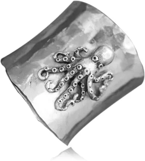 MYLYAHY S925 Sterling Silver Cuttlefish Squid Wide Bands Ring for Women Girls,Octopus Thumb Ring,Index Finger Inkfish Ring,Retro Vintage Sea Animal Ring Jewelry Gift
