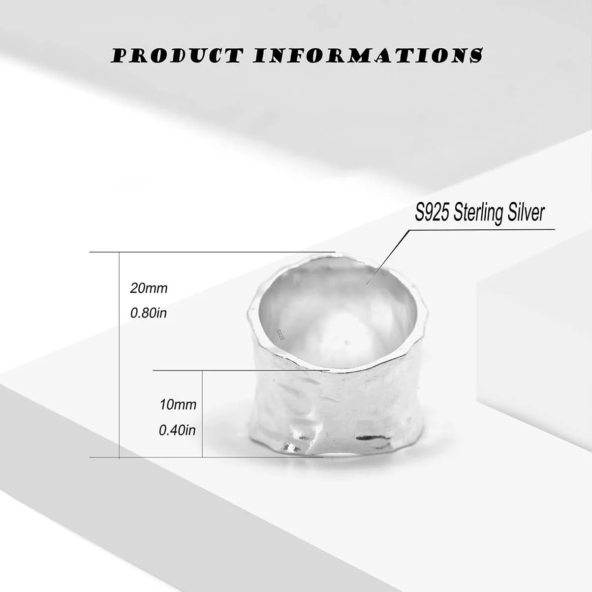 MYLYAHY S925 Sterling Silver Flowers Wide Bands Ring for Women Girls,Retro Vintage Blooming Wild Floral Thumb Ring,Index Finger Ring,Flowers Boho Ring Jewelry Gift