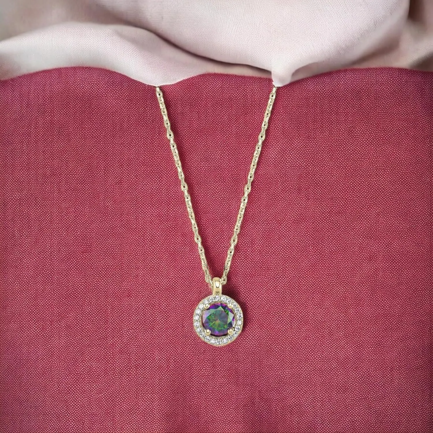 Mystic Topaz Necklace; 925 Sterling Silver: Fascinating Mystic Topaz Gemstone: For Women - Anniversary, Valentines Day, Birthday, Christmas, Jewelry Gift