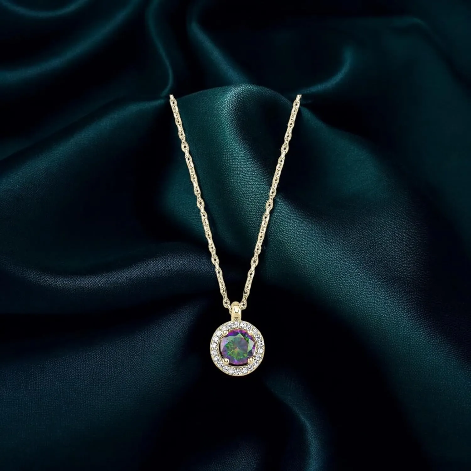 Mystic Topaz Necklace; 925 Sterling Silver: Fascinating Mystic Topaz Gemstone: For Women - Anniversary, Valentines Day, Birthday, Christmas, Jewelry Gift
