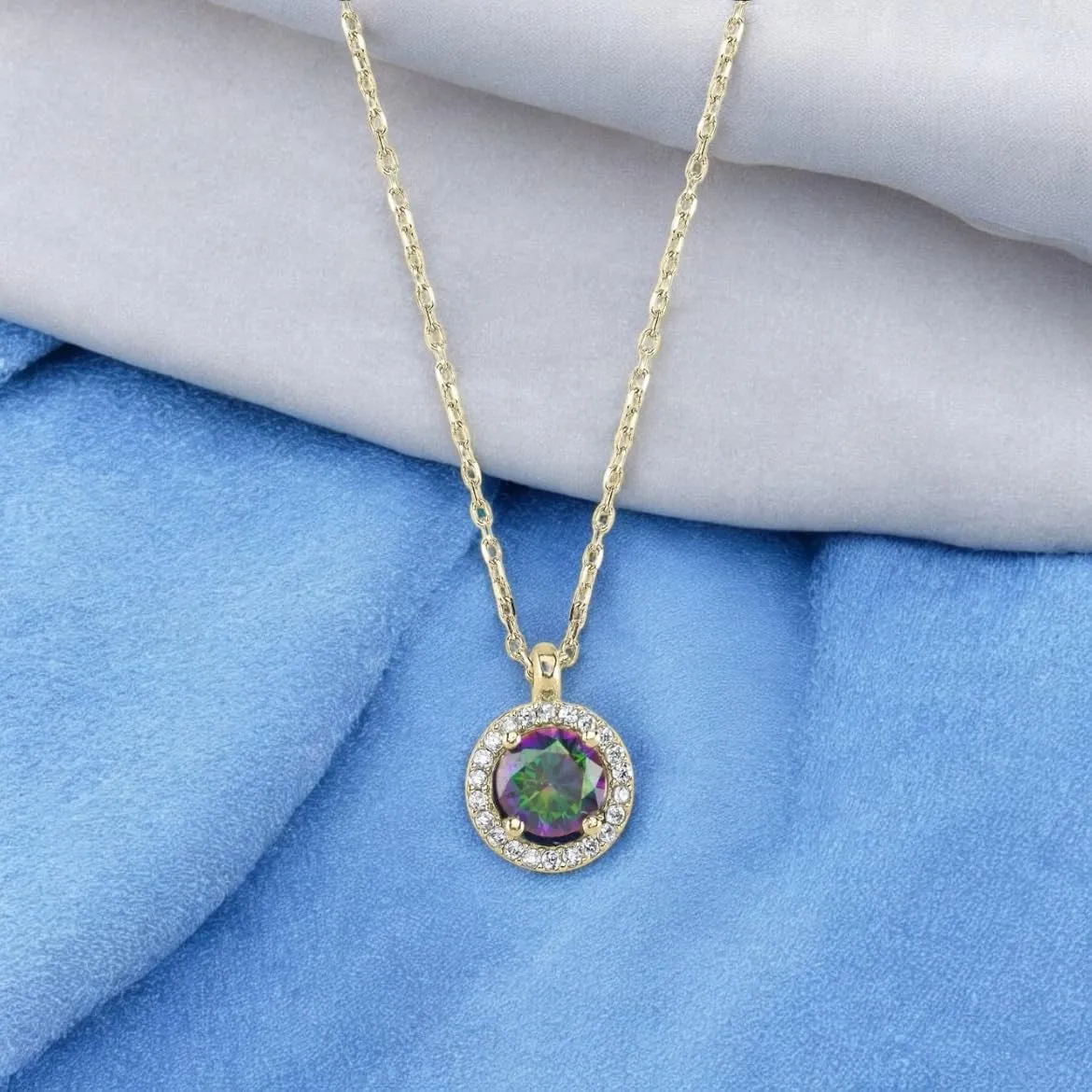 Mystic Topaz Necklace; 925 Sterling Silver: Fascinating Mystic Topaz Gemstone: For Women - Anniversary, Valentines Day, Birthday, Christmas, Jewelry Gift