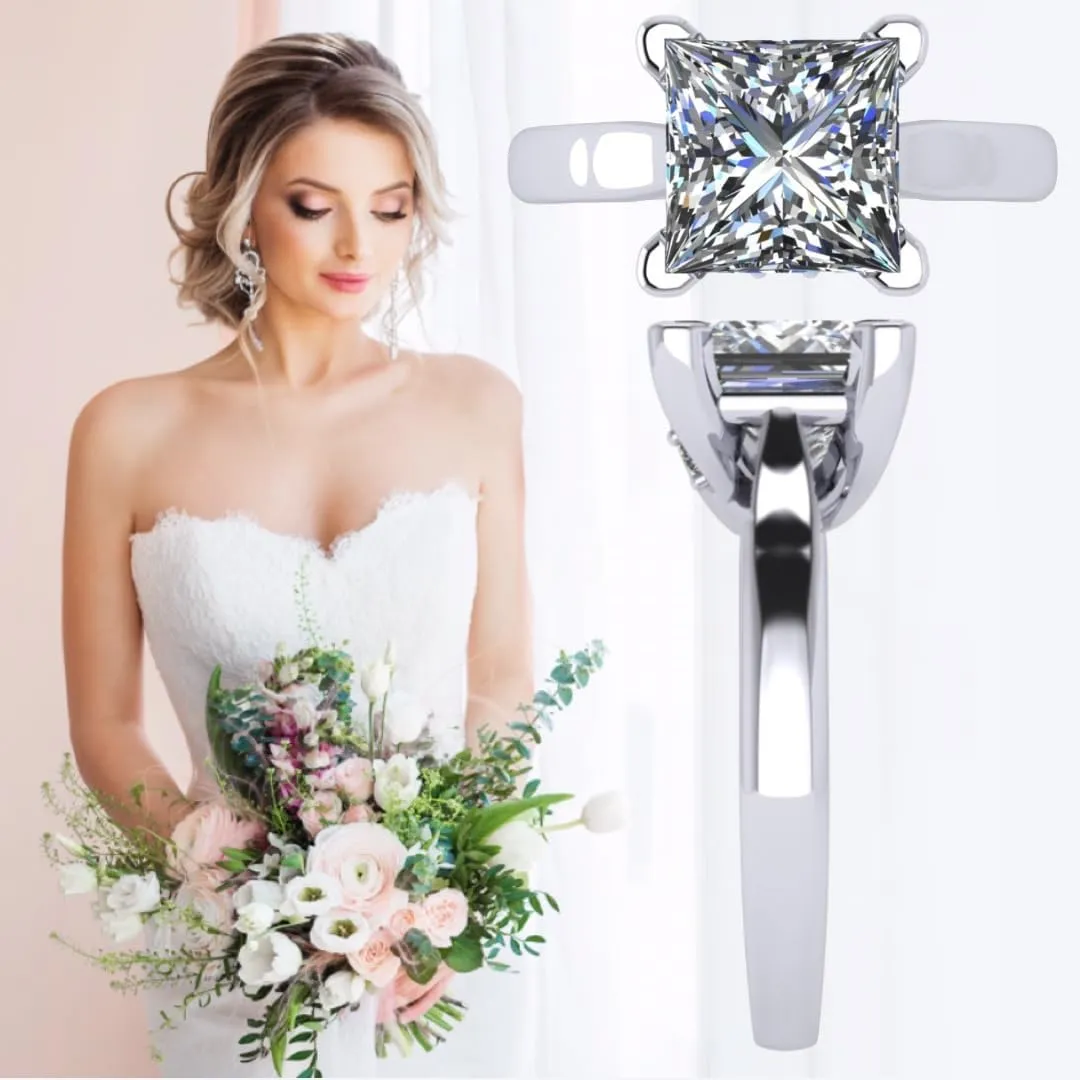 NANA Jewels 1to4ct Simulated Diamond Engagement ring Round-Princess-Cushion-Asscher Solitaire Lucita Cz & Silver