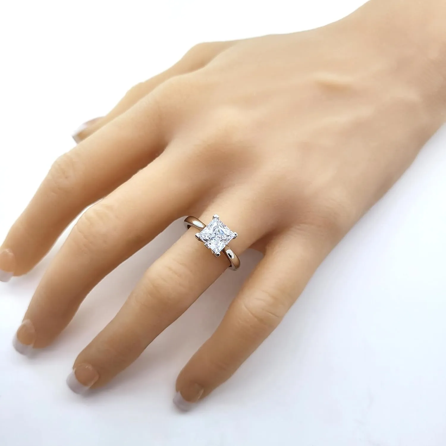 NANA Jewels 1to4ct Simulated Diamond Engagement ring Round-Princess-Cushion-Asscher Solitaire Lucita Cz & Silver