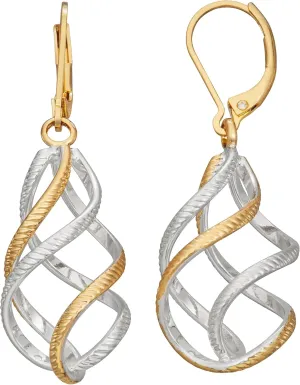 Napier Gold & Silver Mixed Metal linear earring with twisted drop design and leverback closure