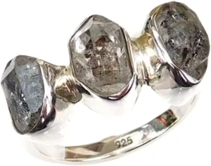 Natural Rough Herkimer Diamond Ring | Natural Raw Grey Gemstone Solid 925 Sterling Silver Ring | Party Engagement Band Healing Crystal Ring For Women's Handmade Jewelry