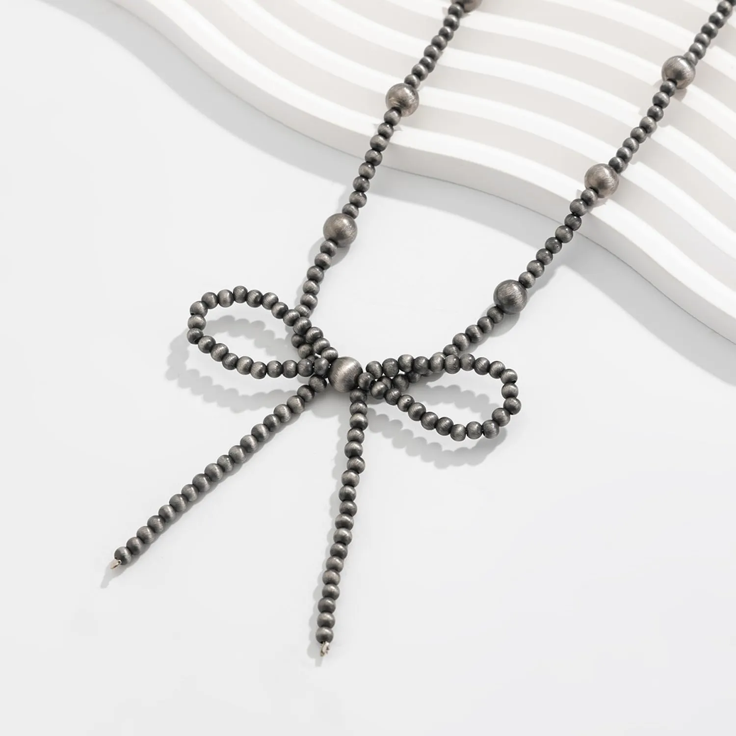 Navajo Pearl Bow Necklace - Western Jewelry for Women, Country Cowgirl Style, Turquoise Bow Elegant Pearl Necklace, Stylish Western Jewelry for Women