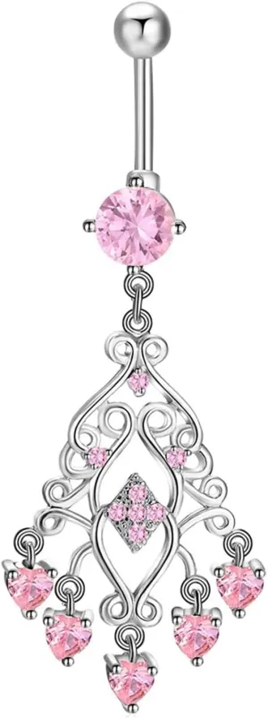 Navel Piercing Jewelry Hypoallergenic, 316L Surgical Steel Belly Button Rings Navel Ring Body Tassel with Cubic Zirconia