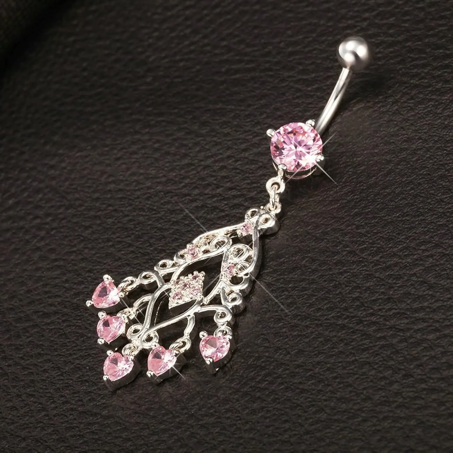 Navel Piercing Jewelry Hypoallergenic, 316L Surgical Steel Belly Button Rings Navel Ring Body Tassel with Cubic Zirconia