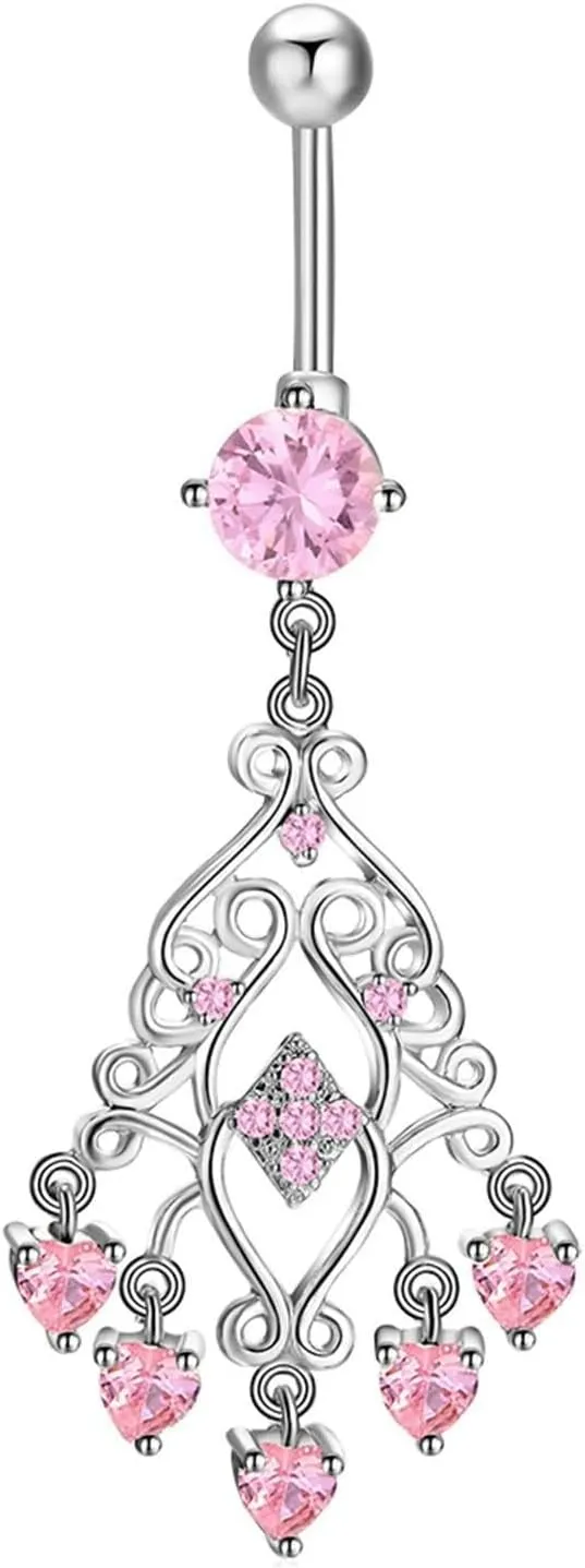 Navel Piercing Jewelry Hypoallergenic, 316L Surgical Steel Belly Button Rings Navel Ring Body Tassel with Cubic Zirconia