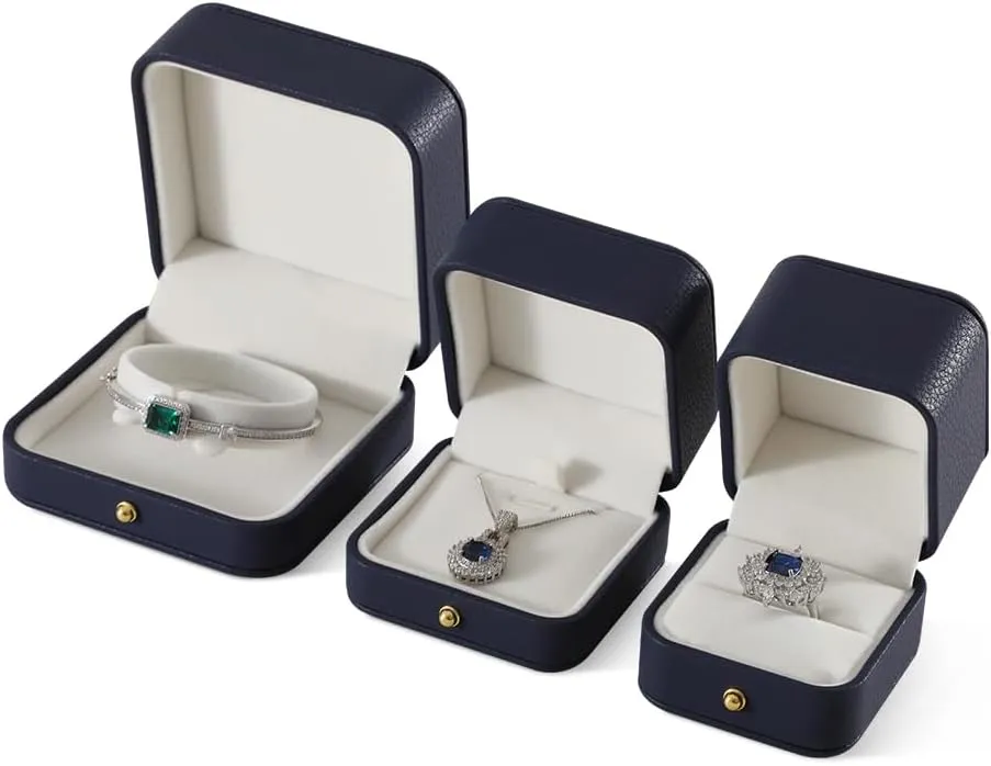 Necklace Box, Leather Gift Box,Premium Jewelry Boxes,Luxury Necklace Boxes For Jewelry Gift,Pendant (Dark Blue)