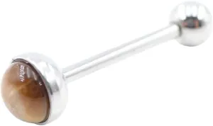 New 2025 1Pc Natural Stone Stainless Steel Ball Tongue Ring Bars Women Men Hers Septum Industrial Barbells Piercing Body Jewelry Findings Fashion Trendy Accessories Creative Gift