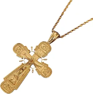 New 2025 24K Gold Color Jesus Christ Cross Pendant Necklace Catholic Cross Jewelry For Women Decoration Jewelry Commemorative With For You Accessories Trendy Creative Best For Gift