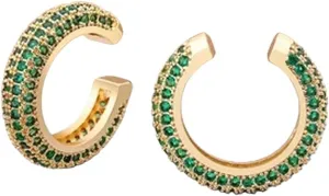 New 2025 Arrival Copper Zircon Round Ear Cuff For Women Without Piercing Earrings Jewelry Earcuff Real Gold Color Fashion Jewelry With For You Fashion Accessories Creative Gift