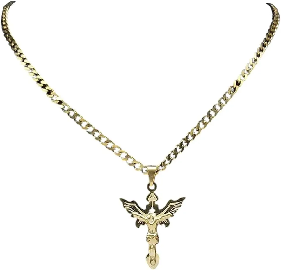 New 2025 Arrival Fashion Stainless Steel Catholic Jesus Pendant Necklace Women/Men Gold Color Necklaces Jewelry Collar Choker With For You Accessories Trendy Creative Gift