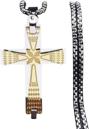 New 2025 Catholic Cross Necklace For Women/Men Silver Color Stainless Steel Religion Pendant Necklaces Jesus Jewelry Corrente Masculina Decoration Jewelry Commemorative Trendy Best For Gift