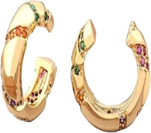 New 2025 Fashion 13 Styles Copper Zircon Clip On Wrap Earring Tragus Body Jewelry Ear Cuff Clip Nose Ring Piercing Snug Earrings Decoration Jewelry Commemorative Accessories Trendy Best For Gift