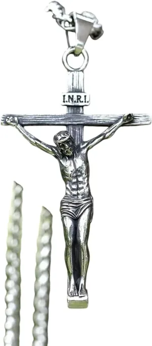 New 2025 For Men'S 316L Stainless-Steel N Jesus Cross Amulet Pendant Necklace For Teens Punk Biker Decoration Jewelry Commemorative With For You Accessories Trendy Creative Best For Gift
