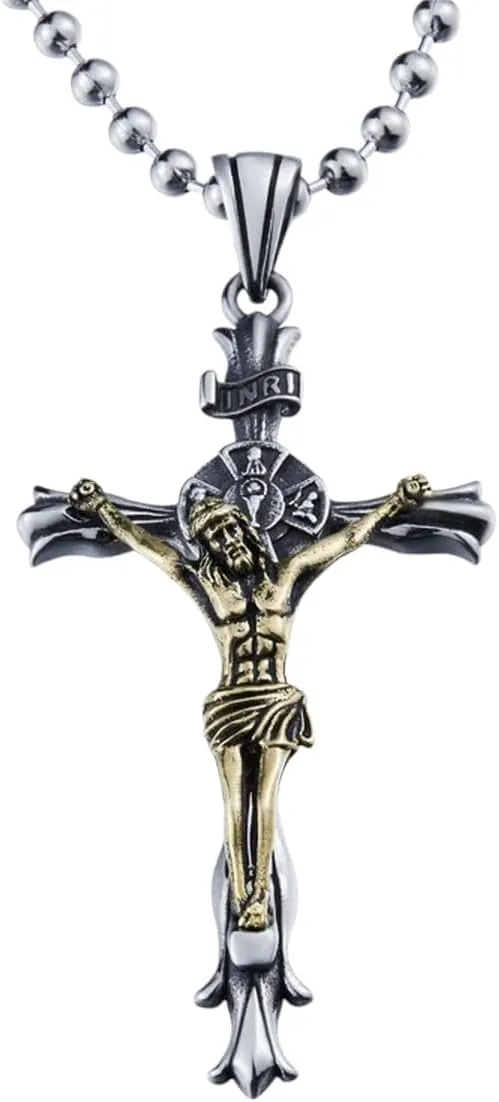 New 2025 Gift Fashion 316L Stainless Steel Jesus Cross Pendant Necklace Christian Hip Hop Rock Decoration Jewelry Commemorative With For You Accessories Trendy Creative Best For Gift