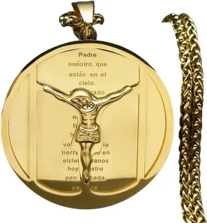 New 2025 Lord's Prayer Crucifix Jesus Christ Medal Pendant Necklace For Women Men Stainless Steel Male Chain Jewelry Collar With For You Jewelry Fashion Accessories Creative Gift