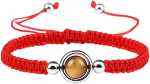 New 2025 Lucky Red Thread Woven Adjustable Prayer Bracelets Charm 8Mm Natural Tiger Eye Stone Pendant Bracelet Women Men Handmade Jewelry Findings Fashion Trendy Accessories Creative Gift