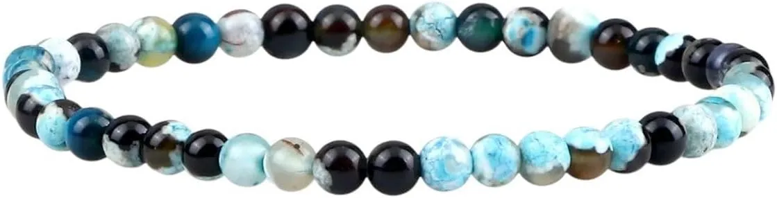 New 2025 Natural Mini Beads Bracelets 4Mm Round Agates Onyx Stone Yoga Bracelet Adjustable Charm Bangle For Women Men Prayer Jewelry Findings Gift Fashion Trendy Accessories Creative