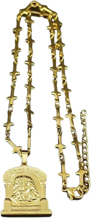 New 2025 Ouem Me Guarda Religon Jesus Protect Pendant Necklace For Women Men Stainless Steel Gold Color Amulet Male Chain Decoration Jewelry Commemorative With You Accessories Trendy Best For Gift