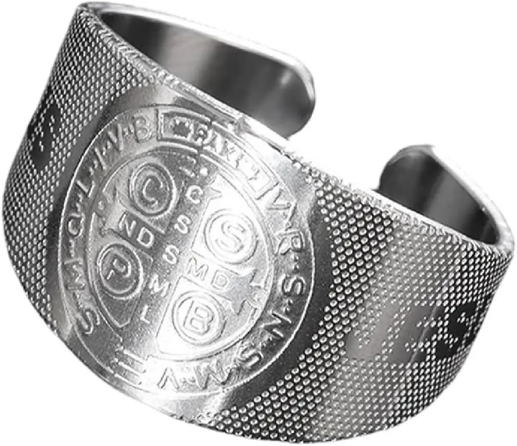 New 2025 Saint Benedict Jesus Cross Stainless Steel Ring Christian San Benito Faith Jewelry For Men Women Prayer Jewelry Catholic Gift With For You Jewelry Fashion Accessories Creative Gift