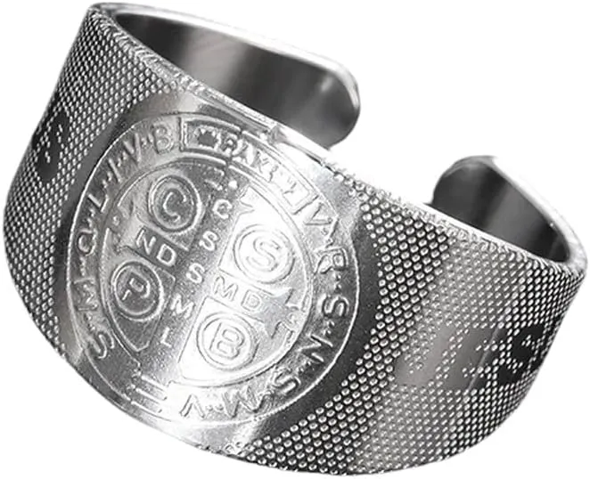 New 2025 Saint Benedict Jesus Cross Stainless Steel Ring Christian San Benito Faith Jewelry For Men Women Prayer Jewelry Catholic Gift With For You Jewelry Fashion Accessories Creative Gift