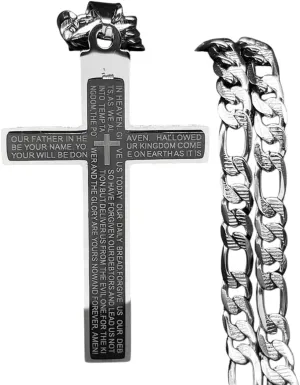 New 2025 Scripture Bible Jesus Cross Pendant Necklace For Men Women Black Silver Color Stainless Steel Necklaces Amulet Jewelry Gift With For You Accessories Trendy Creative Gift
