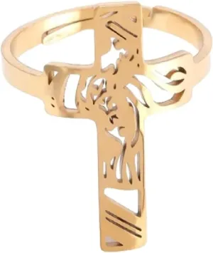 New 2025 Stainless Steel Jesus Cross Adjustable Ring For Men And Women Christian Believers Prayer Faith Lucky Amulet Jewelry Gift With For You Jewelry Fashion Accessories Creative Gift