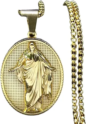 New 2025 Unisex Christian Jesus Christ Medal Pendant Necklace For Men Women Stainless Steel Gold Color Chain Necklaces Jewelry Collar Decoration Luxury Accessories Trendy For Women And Men